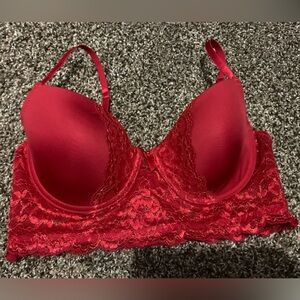 Red lacy bra w/gold accents